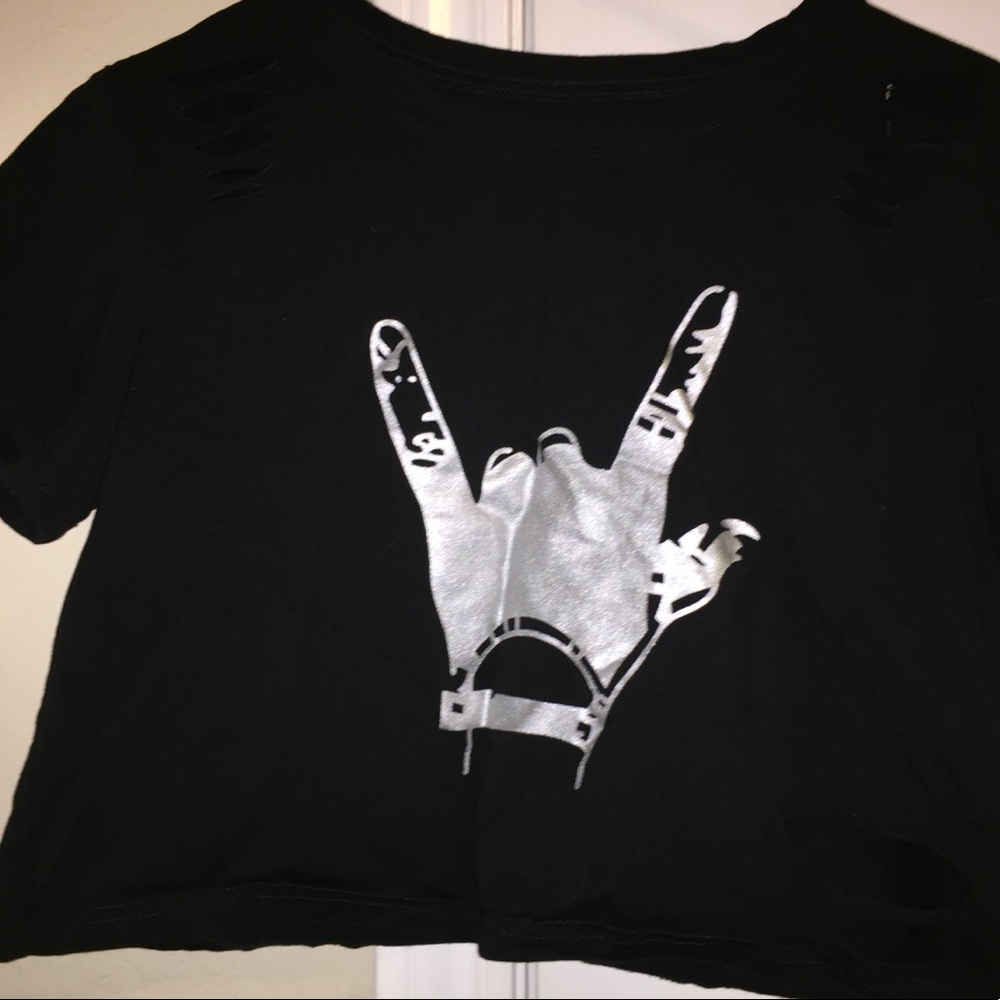 Black Ripped Crop Top